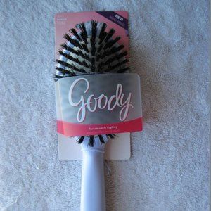 Goody Cushion Hair Brush Smooth Styling Soft Natural Boar Bristles White Plastic